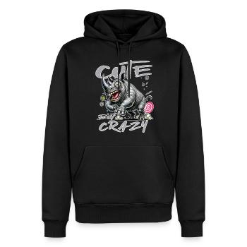 Mignon mais fou rhino style bande dessinée Motif drôle - Sweat à capuche Premium bio Homme - noir - Devant - Nico (187cm)