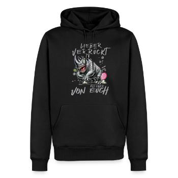 Hippopotame fou Mieux vaut fou qu’un de - Sweat à capuche Premium bio Homme - noir - Devant - Nico (187cm)