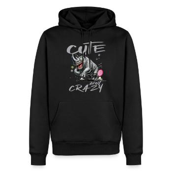 Motif drôle de bande dessinée de rhinocéros mignon mais fou - Sweat à capuche Premium bio Homme - noir - Devant - Nico (187cm)