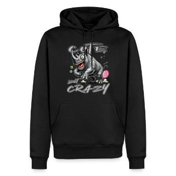 Motif drôle de bande dessinée de rhinocéros mignon mais fou - Sweat à capuche Premium bio Homme - noir - Devant - Nico (187cm)