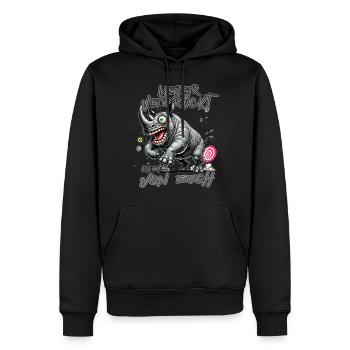 Hippopotame fou Mieux vaut fou qu’un de - Sweat à capuche Premium bio Homme - noir - Devant - Nico (187cm)