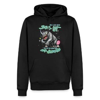 Rhinocéros fou au bord de la folie style bande dessinée - Sweat à capuche Premium bio Homme - noir - Devant - Nico (187cm)