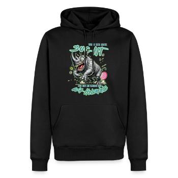 Rhinocéros fou au bord de la folie style bande dessinée - Sweat à capuche Premium bio Homme - noir - Devant - Nico (187cm)