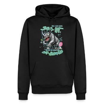 Rhinocéros fou au bord de la folie style bande dessinée - Sweat à capuche Premium bio Homme - noir - Devant - Nico (187cm)