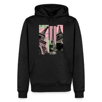 Paris Tour Eiffel Horizon France Ville Collage - Sweat à capuche Premium bio Homme - noir - Devant - Nico (187cm)