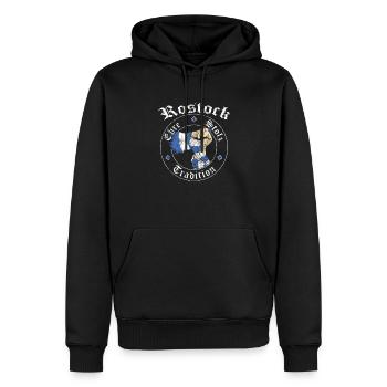 Rostock Ehre Stolz Tradition No II - Männer Premium Bio Hoodie - Schwarz - Vorne - Nico (187cm)