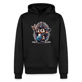 Igel Rock and Roll Gitarrist - Männer Premium Bio Hoodie - Schwarz - Vorne - Nico (187cm)