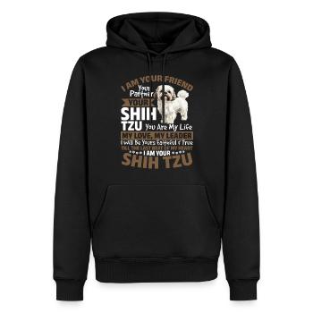 Propriétaire de chien Shih Tzu - Sweat à capuche Premium bio Homme - noir - Devant - Nico (187cm)