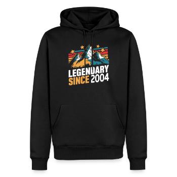 Légendaire depuis 2004 Vintage Montagne Rétro Montagnes - Sweat à capuche Premium bio Homme - noir - Devant - Nico (187cm)