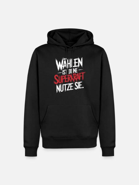 Wählen ist deine Superkraft - Männer Premium Bio Hoodie - Schwarz