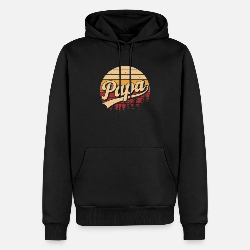 Papa Retro Sunset Logo - Sweat à capuche Premium bio Homme - noir