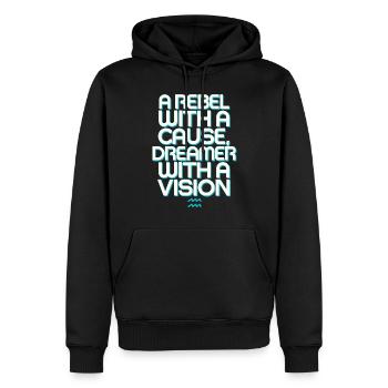 Wassermann Sternzeichen Rebell Mit Vision - Männer Premium Bio Hoodie - Schwarz - Vorne - Nico (187cm)
