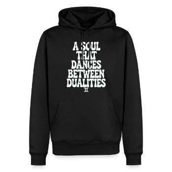 Gémeaux : l’âme danse, entre les dualités - Sweat à capuche Premium bio Homme - noir - Devant - Nico (187cm)