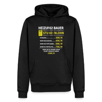 Heizungsbauer Stundenlohn Heizungsbau Meister - Männer Premium Bio Hoodie - Schwarz - Vorne - Nico (187cm)
