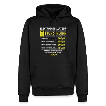 Stundenlohn - Elektriker Elektroinstallateur - Männer Premium Bio Hoodie - Schwarz - Vorne - Nico (187cm)