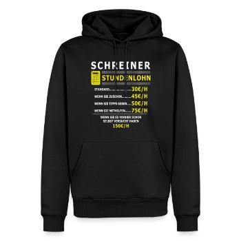 Schreiner Stundenlohn - Männer Premium Bio Hoodie - Schwarz - Vorne - Nico (187cm)