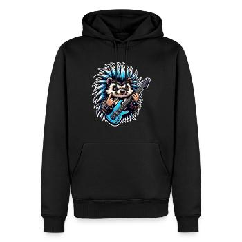 Igel Rock and Roll Gitarrist - Männer Premium Bio Hoodie - Schwarz - Vorne - Nico (187cm)