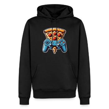 Pizza Gaming Gamer - Männer Premium Bio Hoodie - Schwarz - Vorne - Nico (187cm)