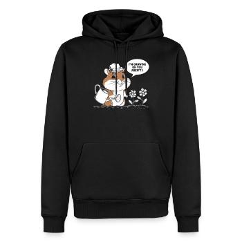 Niedlicher Hamster Mit Gießkanne Und Blumen - Männer Premium Bio Hoodie - Schwarz - Vorne - Nico (187cm)