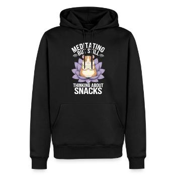 Yoga pour hamster : méditez mais pensez aux collations - Sweat à capuche Premium bio Homme - noir - Devant - Nico (187cm)