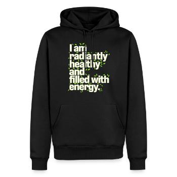 Ich Bin Strahlend Gesund Und Voller Energie - Männer Premium Bio Hoodie - Schwarz - Vorne - Nico (187cm)
