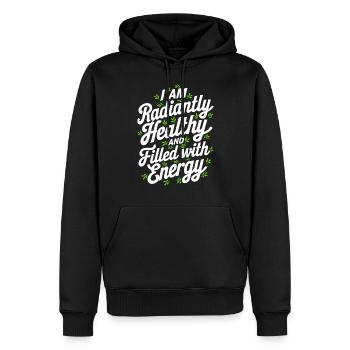 Citation sur l’abondance manifeste en bonne santé et rassasié - Sweat à capuche Premium bio Homme - noir - Devant - Nico (187cm)