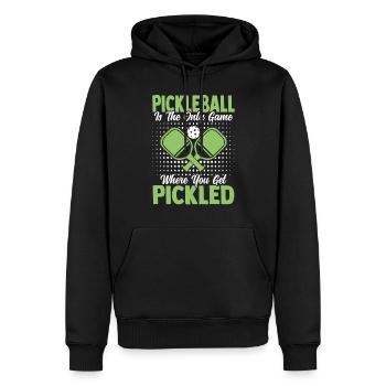 Pickleball : le seul jeu Get Pickled Paddleball - Sweat à capuche Premium bio Homme - noir - Devant - Nico (187cm)