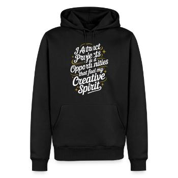 J’attire des projets et des opportunités, je manifeste - Sweat à capuche Premium bio Homme - noir - Devant - Nico (187cm)