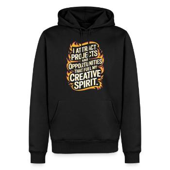 J’attire des projets et des opportunités pour mes - Sweat à capuche Premium bio Homme - noir - Devant - Nico (187cm)