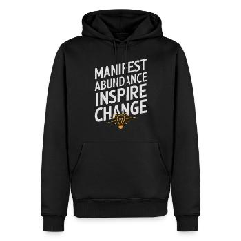 Manifest Abondance Inspirer le Changement Citation - Sweat à capuche Premium bio Homme - noir - Devant - Nico (187cm)