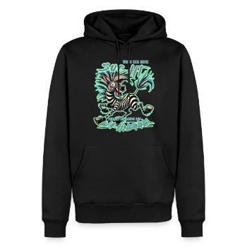 Zèbre fou si tu me cherches Folie - Sweat à capuche Premium bio Homme - noir - Devant - Nico (187cm)