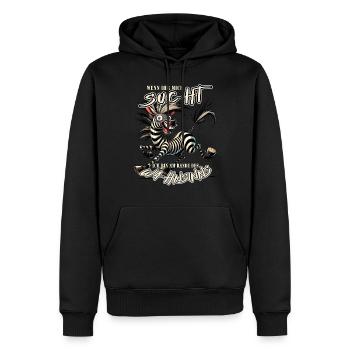 Verrücktes Zebra Wenn ihr mich sucht Wahnsinn - Männer Premium Bio Hoodie - Schwarz - Vorne - Nico (187cm)