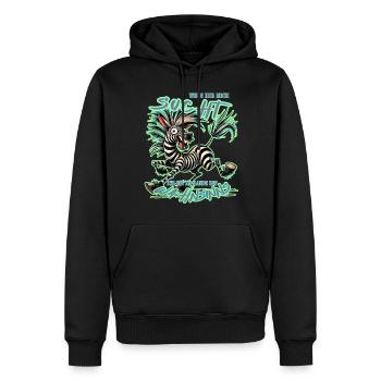 Zèbre fou si tu me cherches Folie - Sweat à capuche Premium bio Homme - noir - Devant - Nico (187cm)