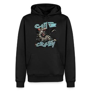 Mignon mais fou zèbre style bande dessinée Motif drôle - Sweat à capuche Premium bio Homme - noir - Devant - Nico (187cm)