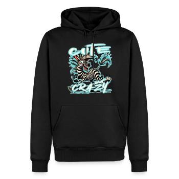 Mignon mais fou zèbre style bande dessinée Motif drôle - Sweat à capuche Premium bio Homme - noir - Devant - Nico (187cm)
