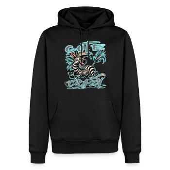 Mignon mais fou zèbre style bande dessinée Motif drôle - Sweat à capuche Premium bio Homme - noir - Devant - Nico (187cm)