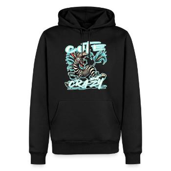 Mignon mais fou zèbre style bande dessinée Motif drôle - Sweat à capuche Premium bio Homme - noir - Devant - Nico (187cm)