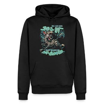 Verrücktes Zebra Wenn ihr mich sucht Wahnsinn - Männer Premium Bio Hoodie - Schwarz - Vorne - Nico (187cm)
