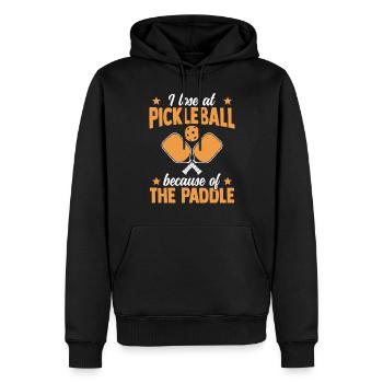 Je perds au pickleball à cause de la raquette - Sweat à capuche Premium bio Homme - noir - Devant - Nico (187cm)