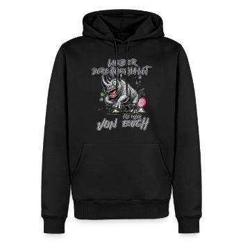 Nashorn Lieber durchgeknallt als einer von euch - Männer Premium Bio Hoodie - Schwarz - Vorne - Nico (187cm)