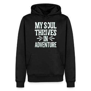 Mon être s’épanouit dans l’aventure Signe du zodiaque Sagittaire - Sweat à capuche Premium bio Homme - noir - Devant - Nico (187cm)