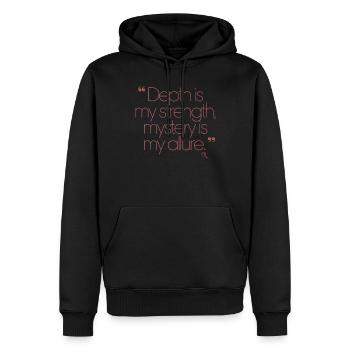 Tiefe Ist Meine Stärke, Geheimnis Mein Reiz - - Männer Premium Bio Hoodie - Schwarz - Vorne - Nico (187cm)