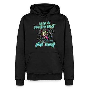 Katze Lieber durchgeknallt als einer von euch - Männer Premium Bio Hoodie - Schwarz - Vorne - Nico (187cm)