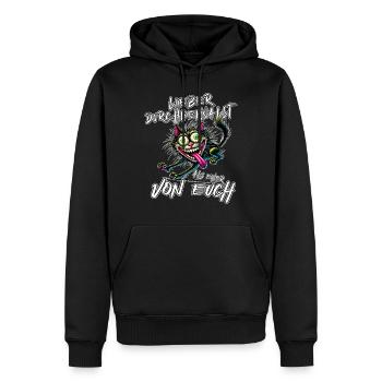 Katze Lieber durchgeknallt als einer von euch - Männer Premium Bio Hoodie - Schwarz - Vorne - Nico (187cm)