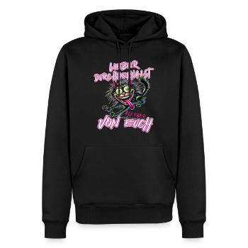 Verrückte Katze Lieber durchgeknallt als einer von - Männer Premium Bio Hoodie - Schwarz - Vorne - Nico (187cm)