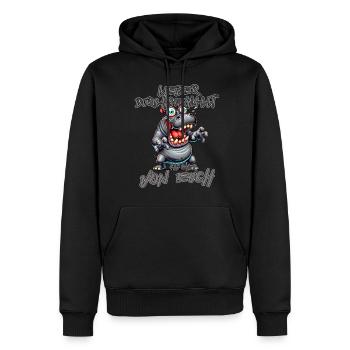 Nilpferd Lieber durchgeknallt als einer von euch - Männer Premium Bio Hoodie - Schwarz - Vorne - Nico (187cm)
