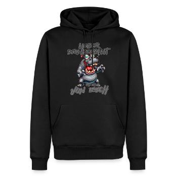 Nilpferd Lieber durchgeknallt als einer von euch - Männer Premium Bio Hoodie - Schwarz - Vorne - Nico (187cm)
