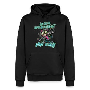 Katze Lieber durchgeknallt als einer von euch - Männer Premium Bio Hoodie - Schwarz - Vorne - Nico (187cm)
