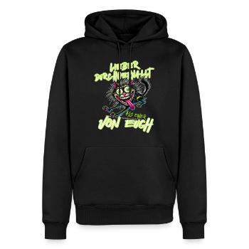 Katze Lieber durchgeknallt als einer von euch - Männer Premium Bio Hoodie - Schwarz - Vorne - Nico (187cm)