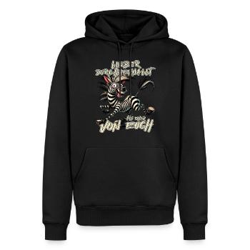 Zebra Lieber durchgeknallt als einer von euch - Männer Premium Bio Hoodie - Schwarz - Vorne - Nico (187cm)